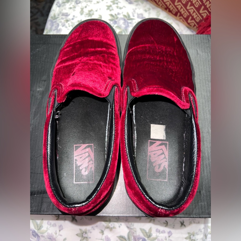Vans Red Velvet Slip-Ons